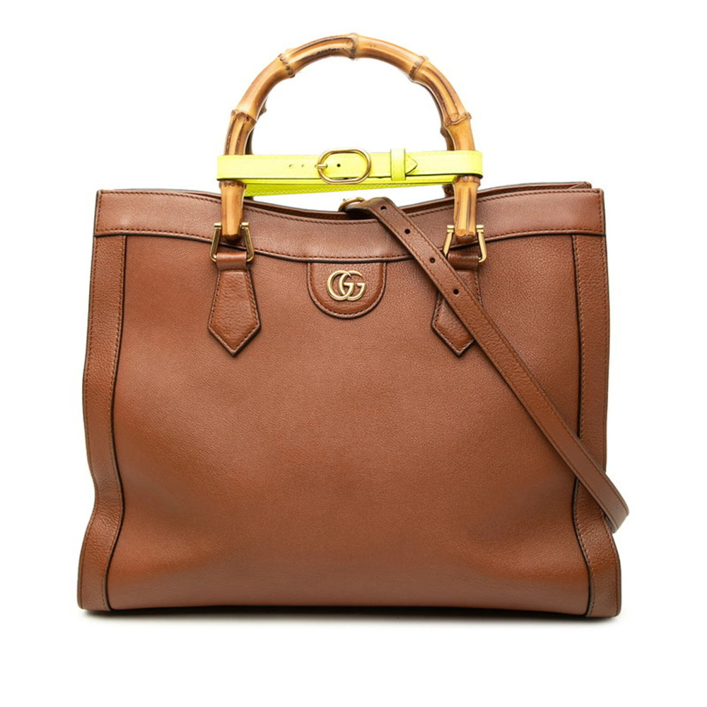 Gucci Bamboo Diana Medium Tote Bag Shoulder 2WAY 655658 Brown Leather Women's...